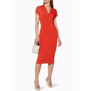 Theory Kimono Illusion Dress in Orange Glossed Size M